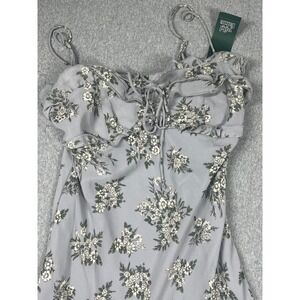 Wild Fable Floral Midi Dress Womens Small Gray NEW Ruffle Tie Front Strappy